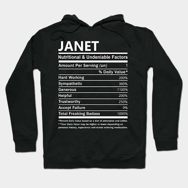 Janet Name T Shirt - Janet Nutritional and Undeniable Name Factors Gift Item Tee Hoodie by nikitak4um